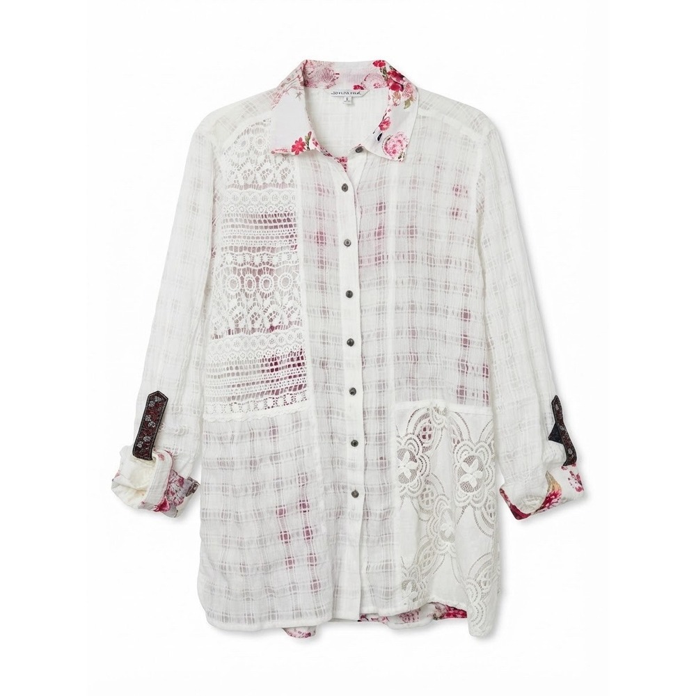 John Mark Button Down Small Art Floral Boho Fall Earthy